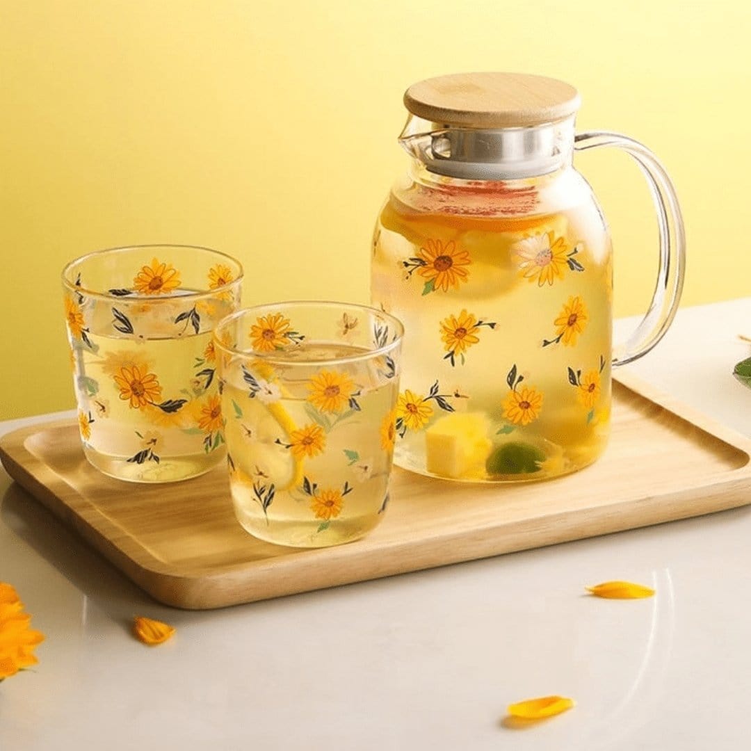 All-Over Sunflower Glass Three Piece Set
