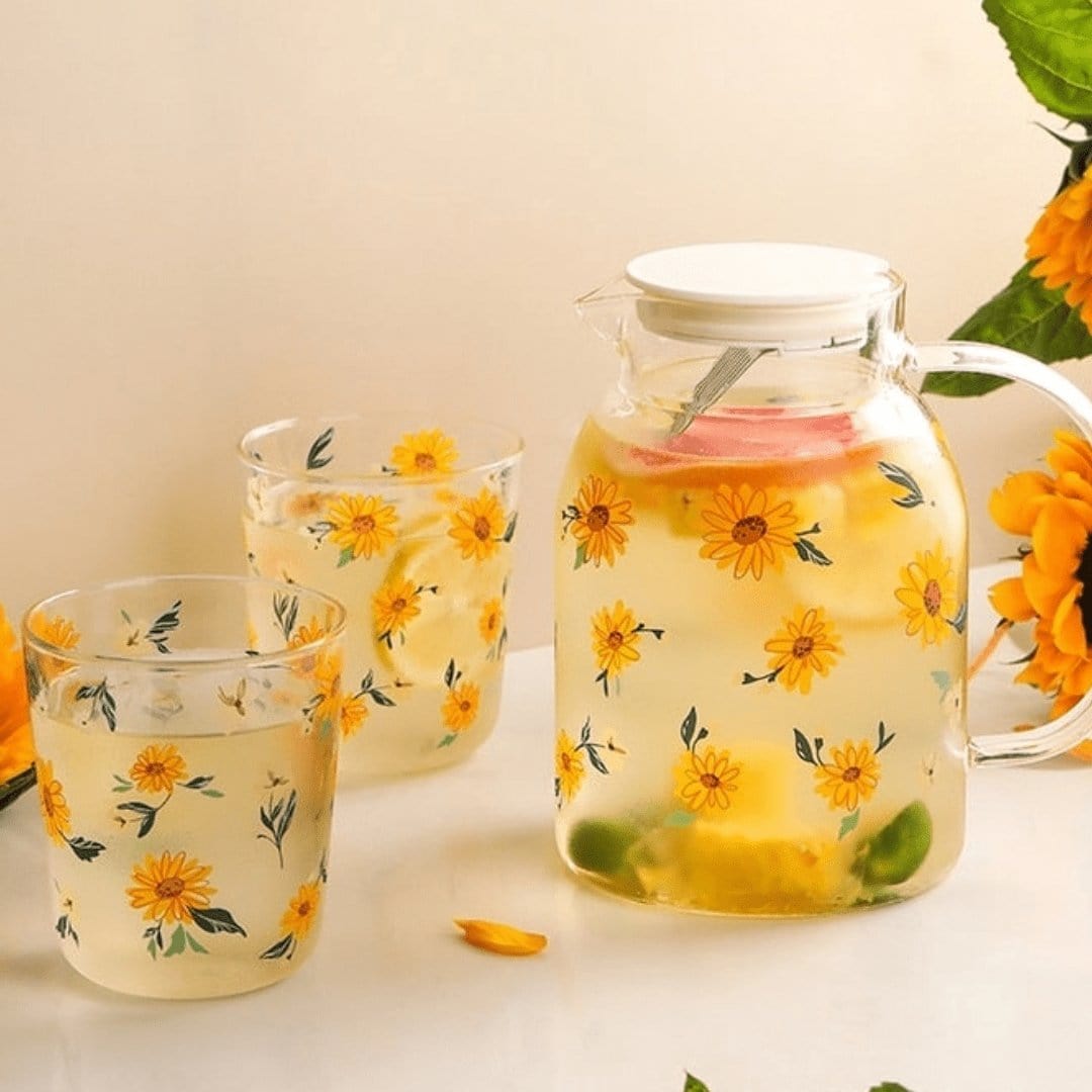All-Over Sunflower Glass Three Piece Set