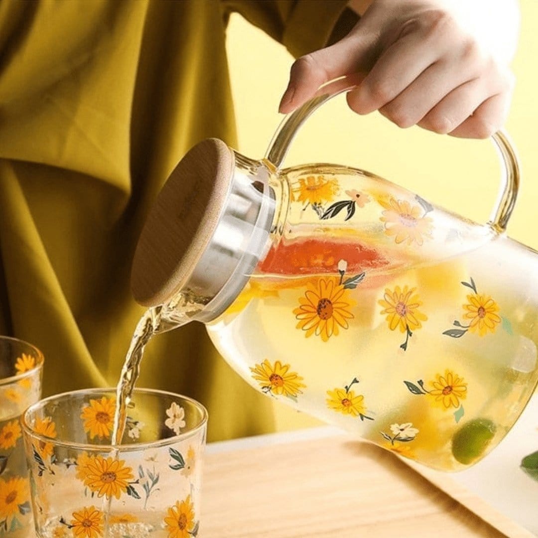 All-Over Sunflower Glass Three Piece Set