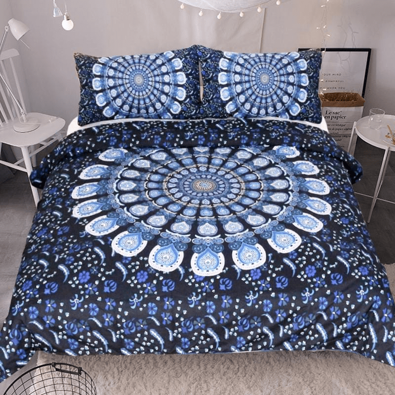 Blue Wildflower Bedding Set 3pcs