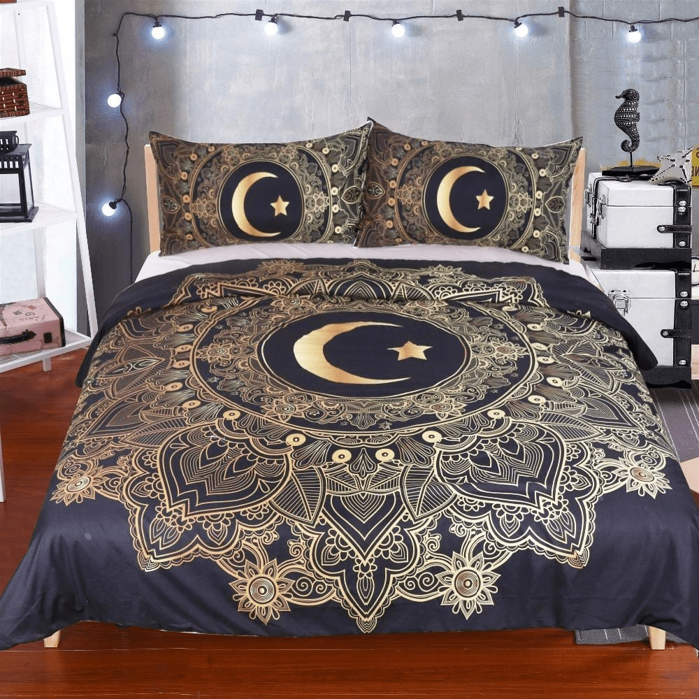 Sacred Moon Mandala Bedding Set 3pcs