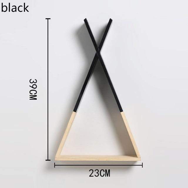 Color Dipped Wooden Triangle Wall Shelf