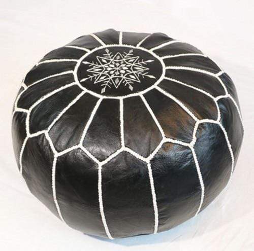 Handmade Genuine Leather Moroccan Pouf Unstuffed
