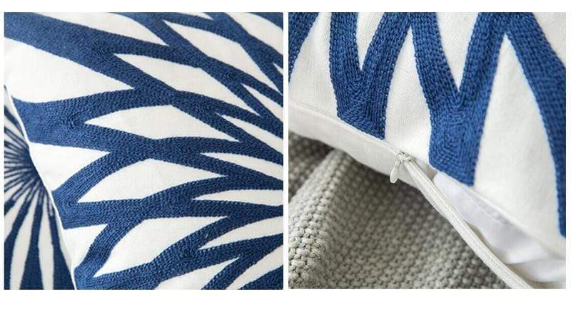 Blue and White Geometric Cushion Covers