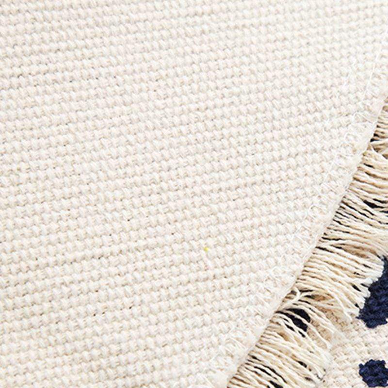 Bohemian Dark Blue & White Round Area Rug