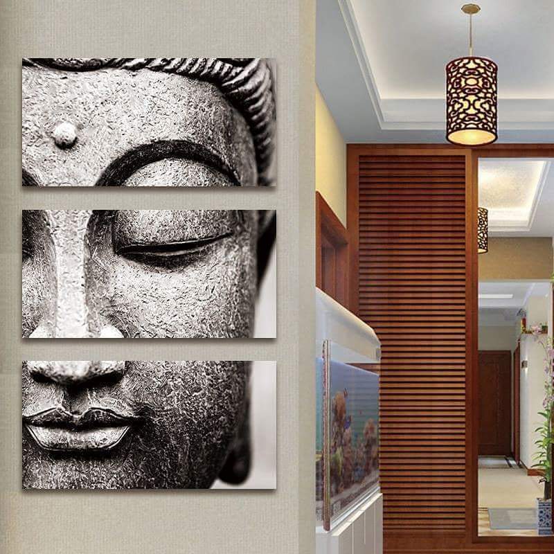 Black and White Buddha Wall Art 3 Pcs Canvas Print