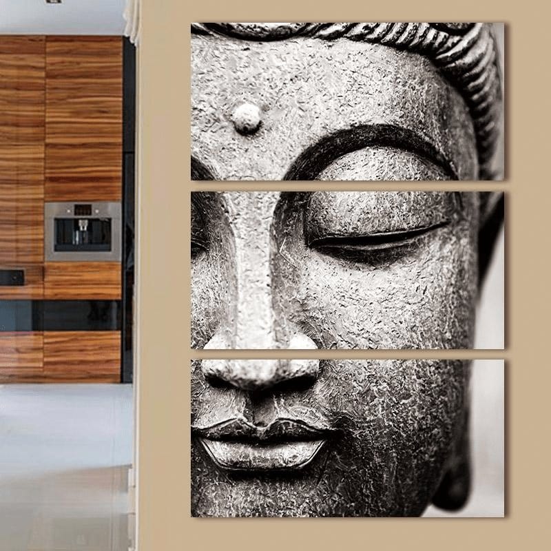 Black and White Buddha Wall Art 3 Pcs Canvas Print