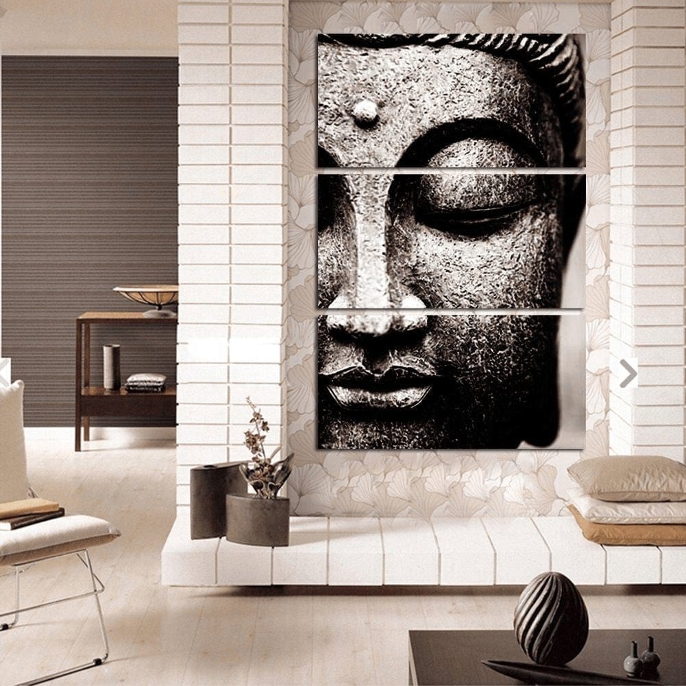 Black and White Buddha Wall Art 3 Pcs Canvas Print