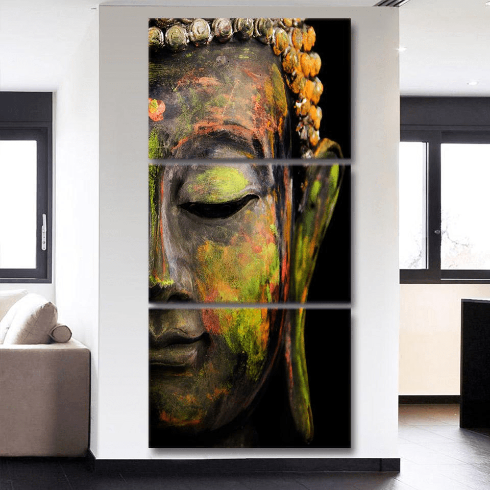 Buddha Statue Printed Canvas Painting 3pcs