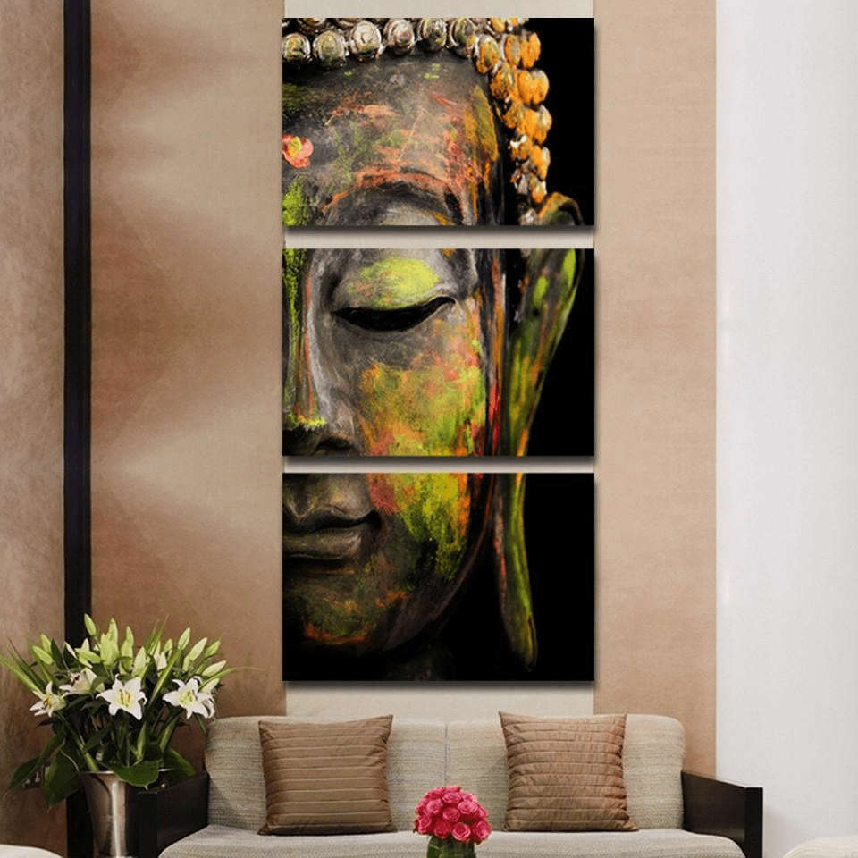 Buddha Statue Printed Canvas Painting 3pcs