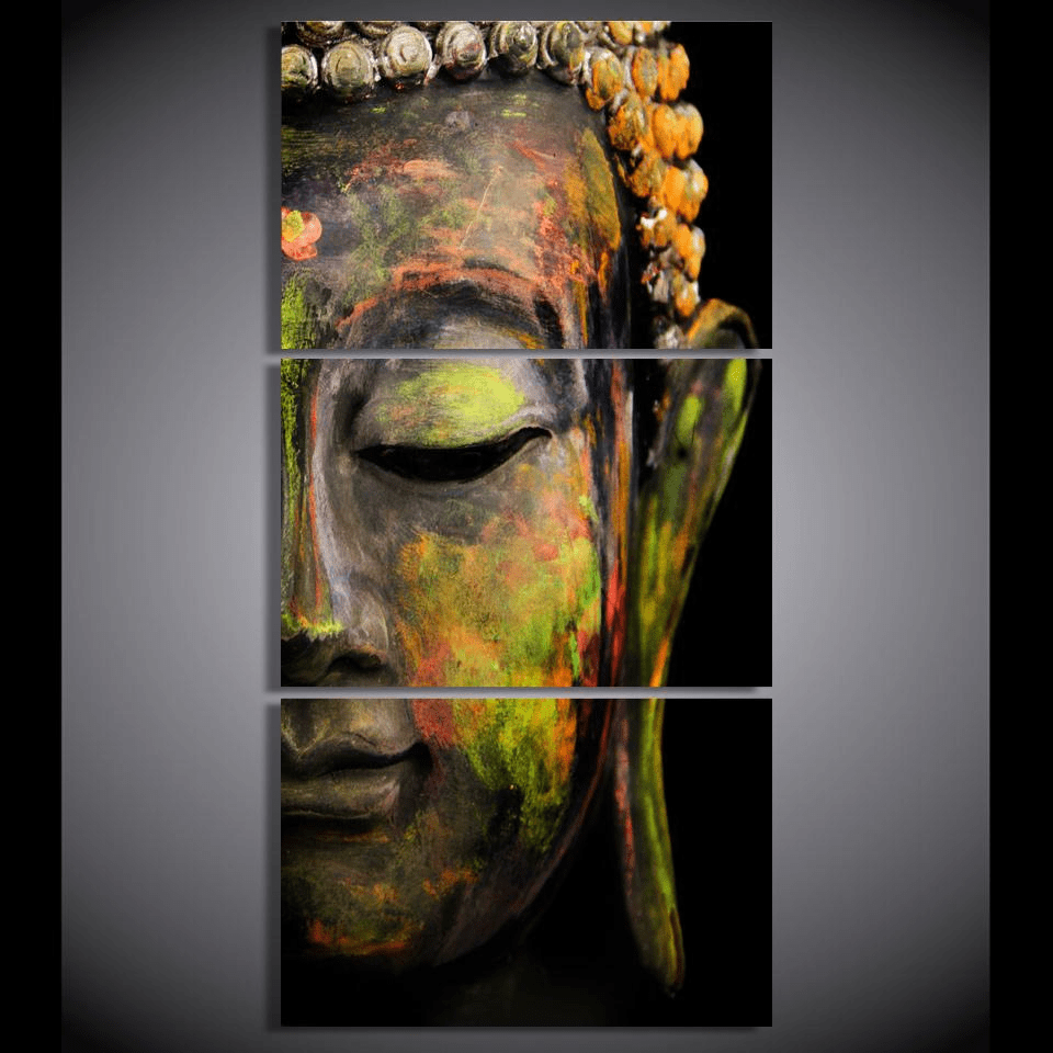 Buddha Statue Printed Canvas Painting 3pcs