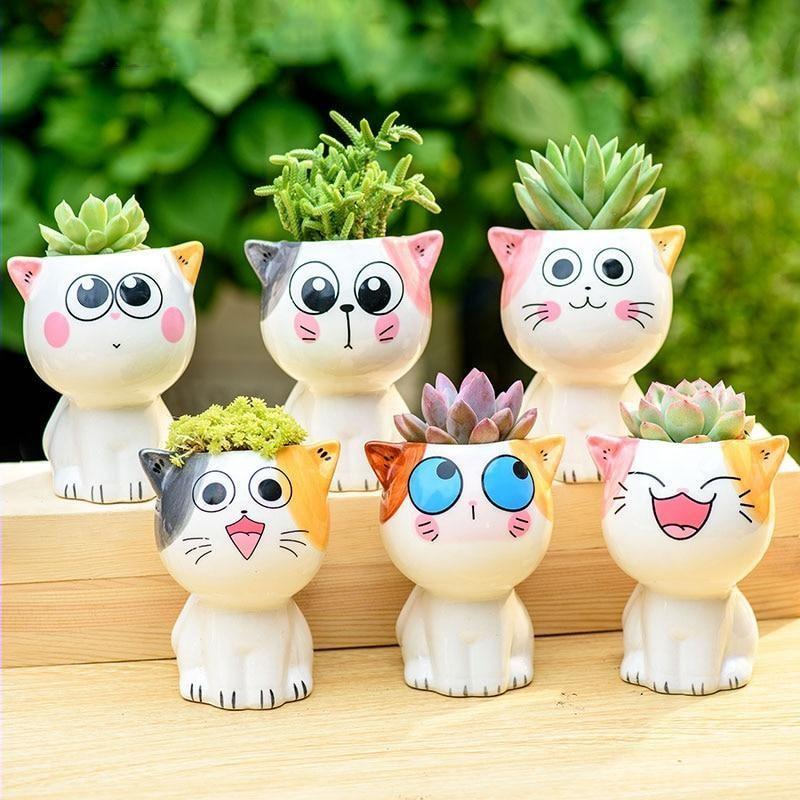 Cartoon Cat Flower Pots