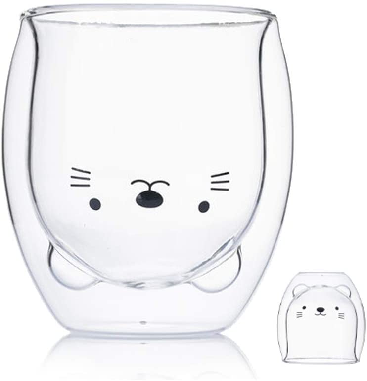 Cute Animals Double Glass Mug