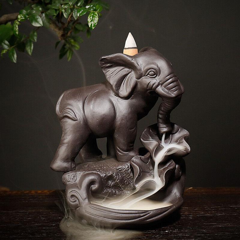 Ceramic Elephant Backflow Incense Burner