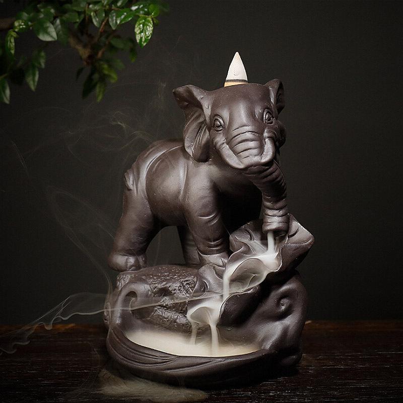 Ceramic Elephant Backflow Incense Burner