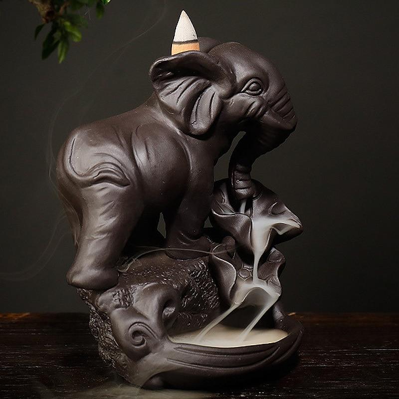 Ceramic Elephant Backflow Incense Burner