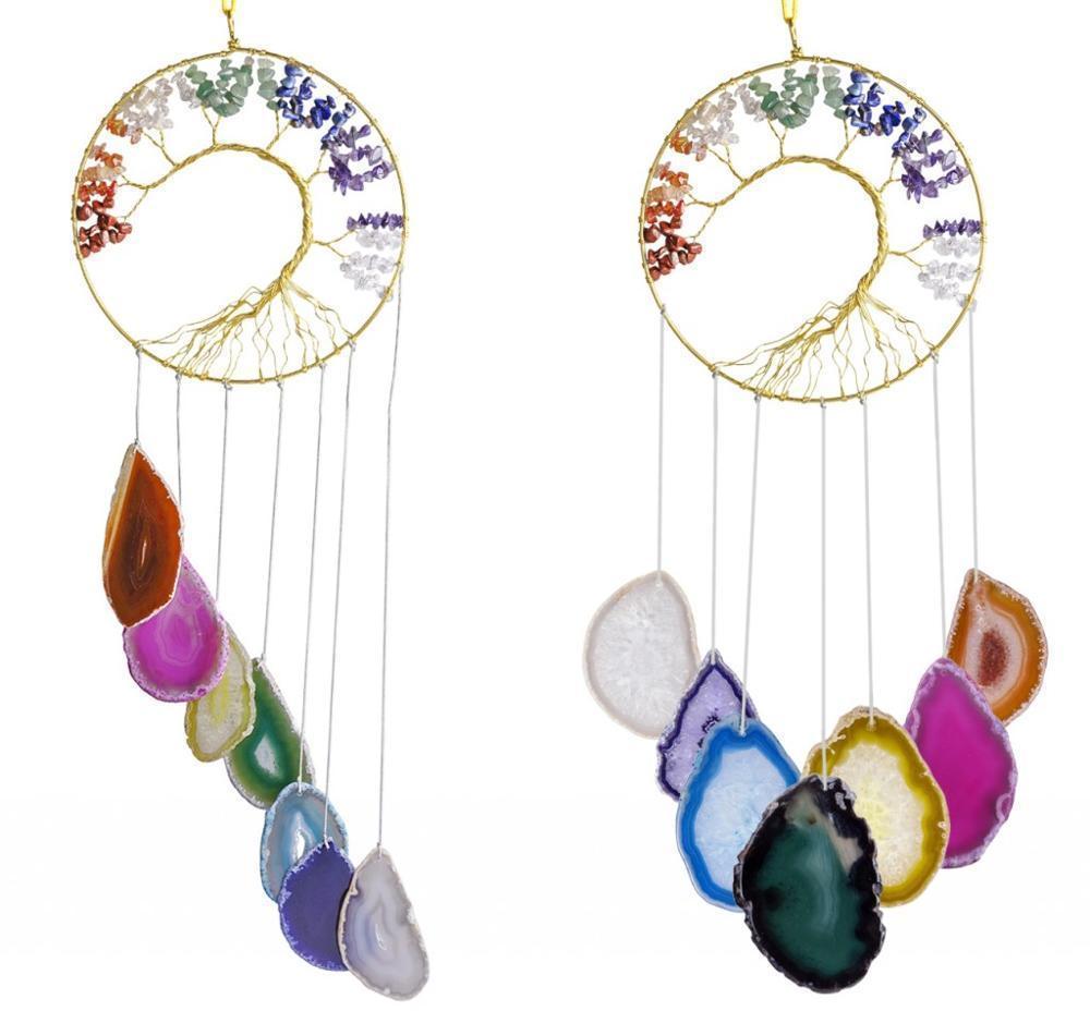 Chakra Crystal Tree Of Life Agate Slices Suncatcher