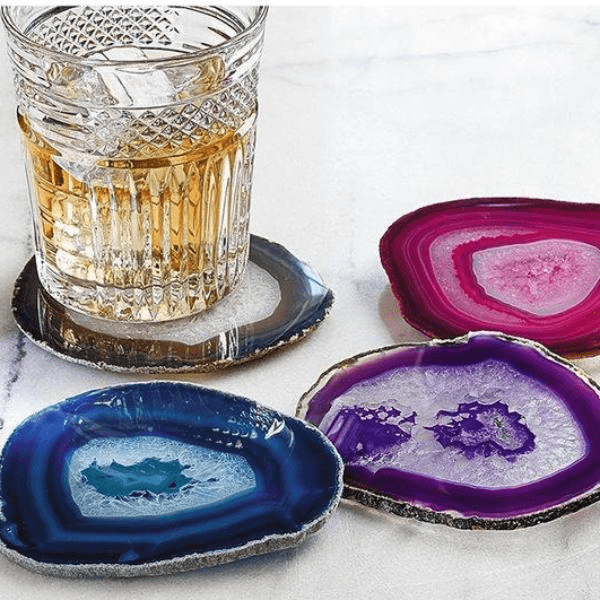 Natural Agate Crystal Slice Coasters