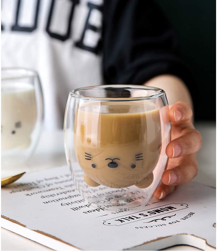 Cute Animals Double Glass Mug