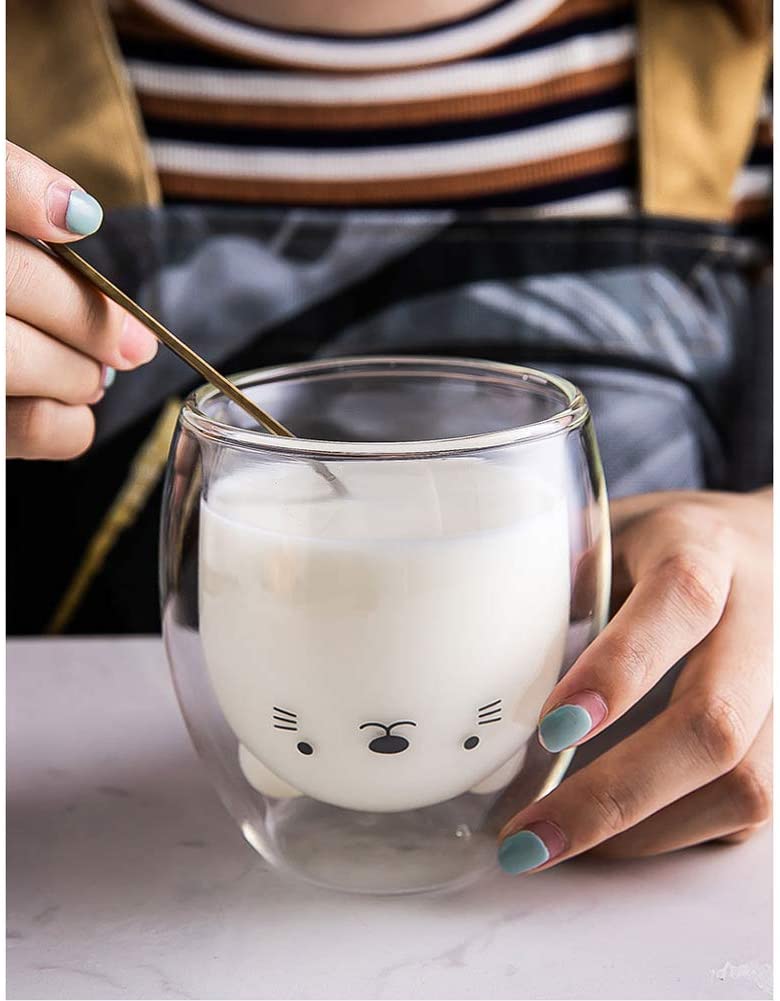 Cute Animals Double Glass Mug