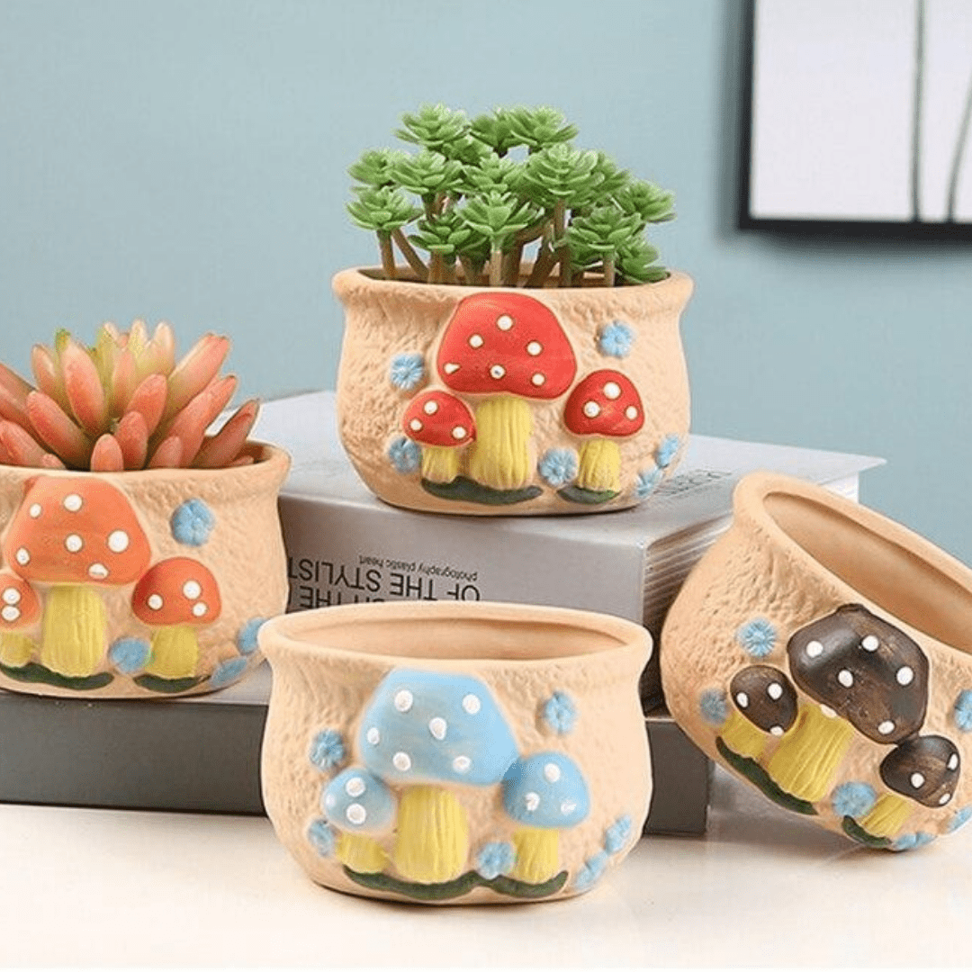 Cute Mushrooms Planter Pot