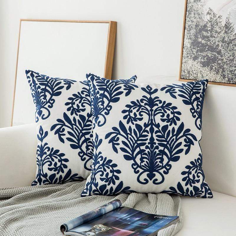 Blue and White Geometric Cushion Covers