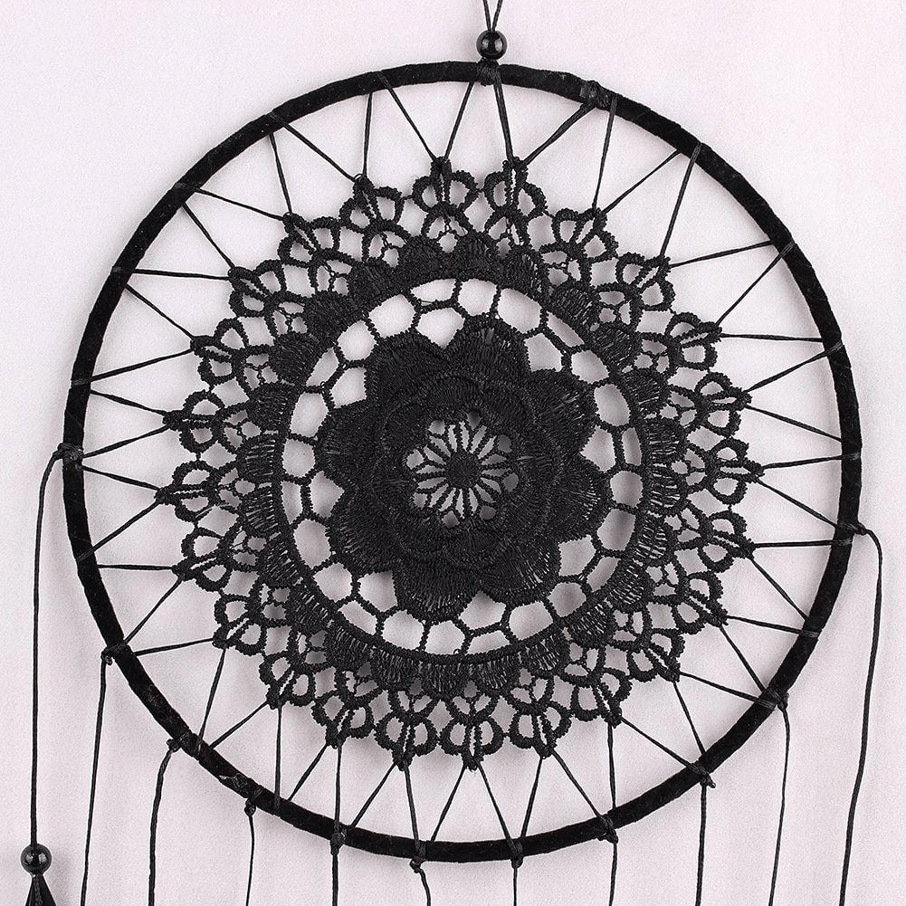 Handmade Black Feather Lace Indian Dream Catcher