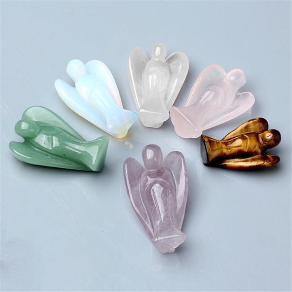 Natural Crystal Guardian Angel Carving