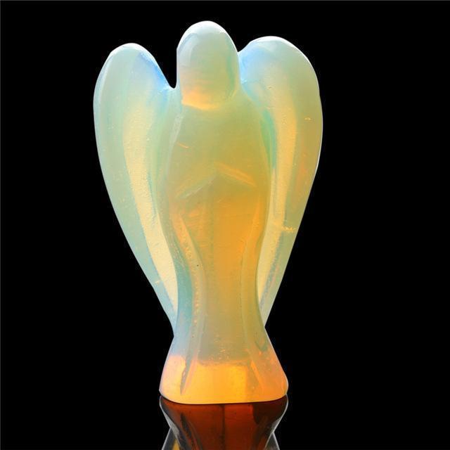Natural Crystal Guardian Angel Carving