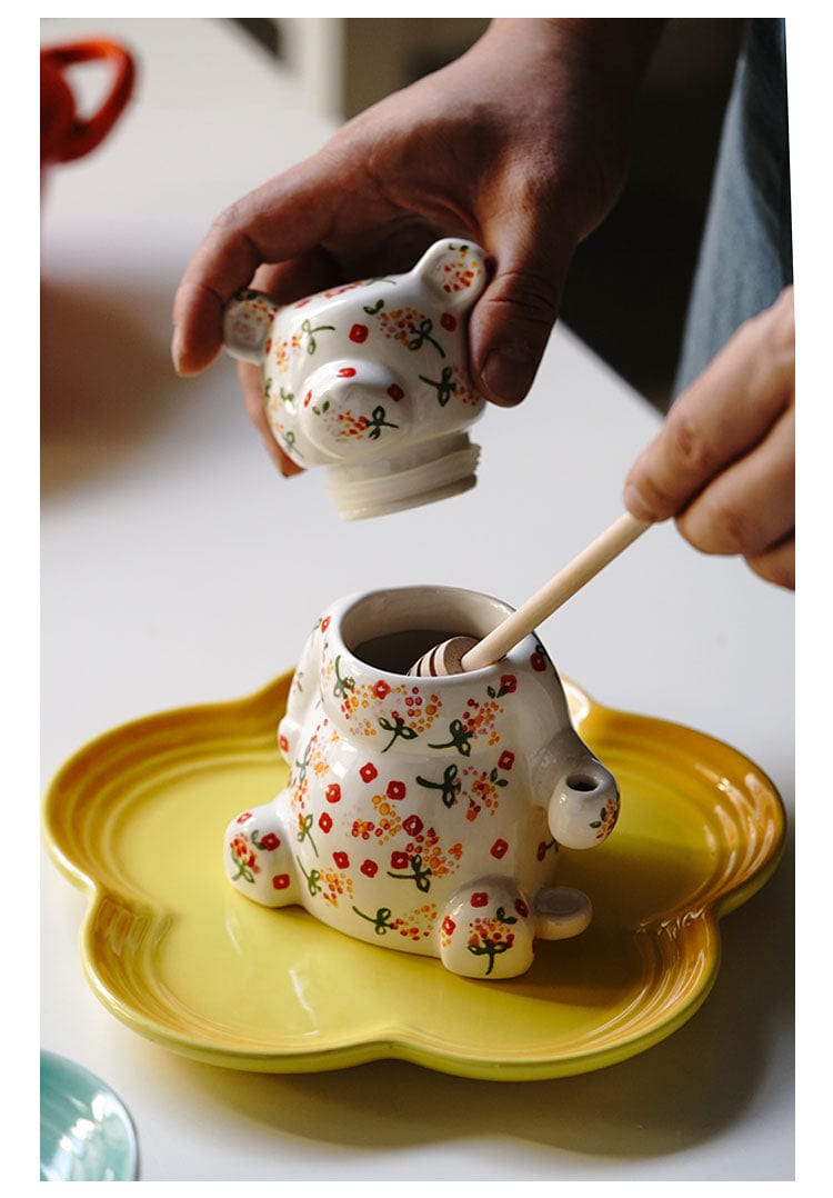 Floral Bear Honey Jar