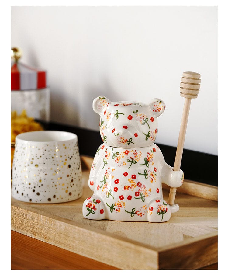 Floral Bear Honey Jar