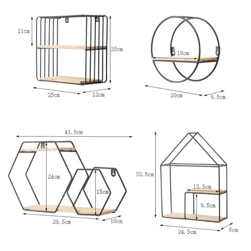 Geometric Hanging Wall Shelves