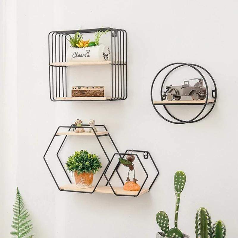 Geometric Hanging Wall Shelves