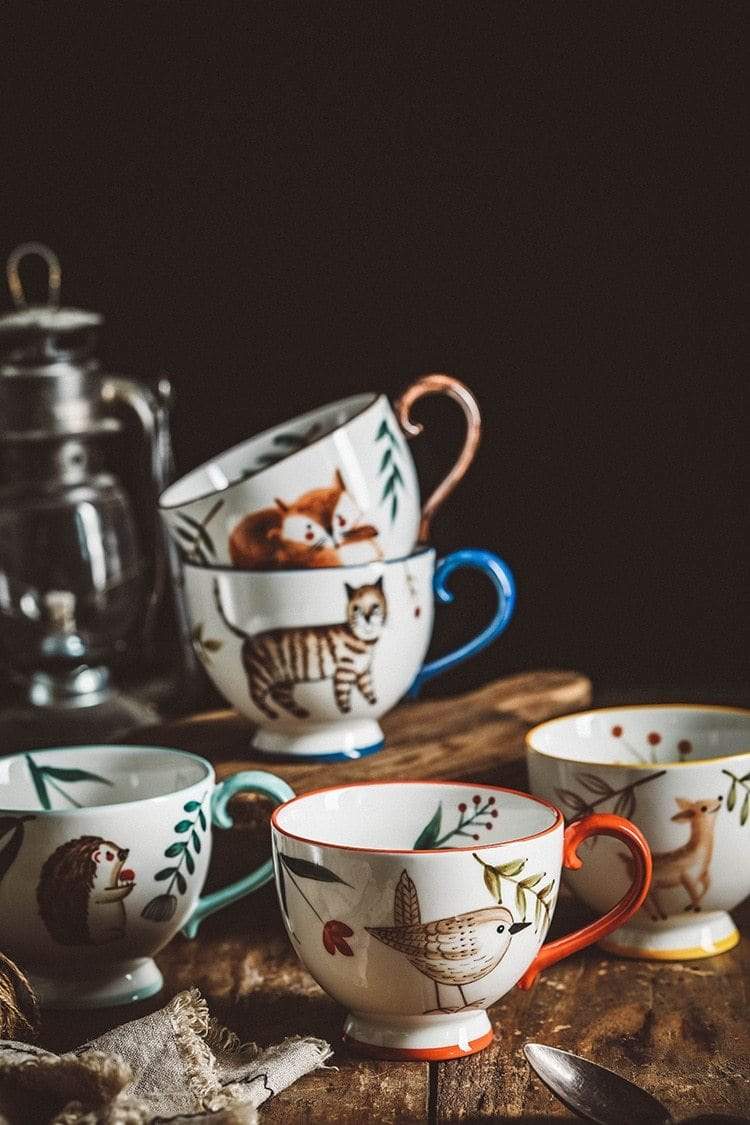 Hand-Painted Animals Mugs