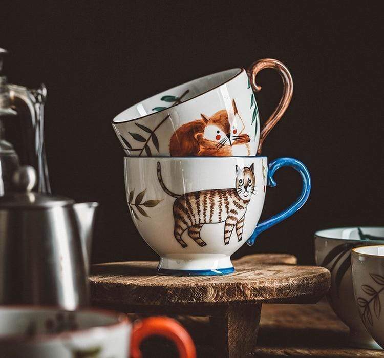Hand-Painted Animals Mugs