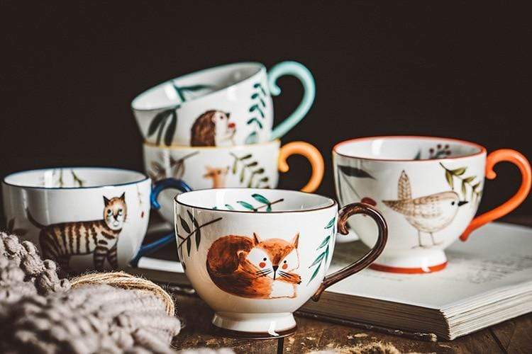 Hand-Painted Animals Mugs