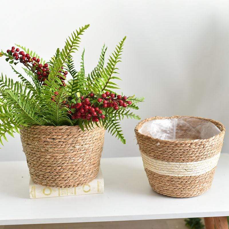 Handmade Straw Planter Pot