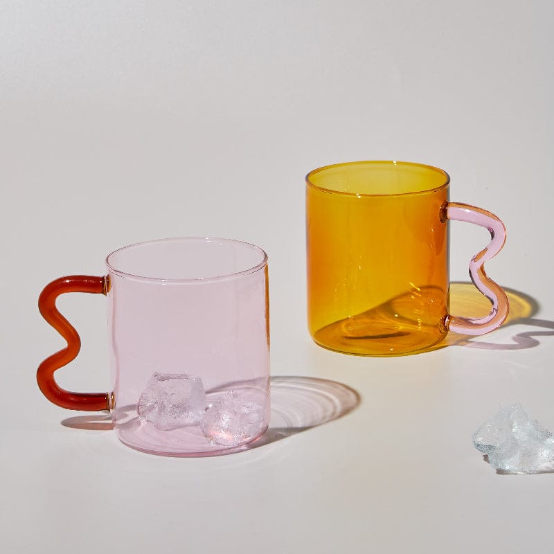Handmade Wavy Ear Glass Mugs
