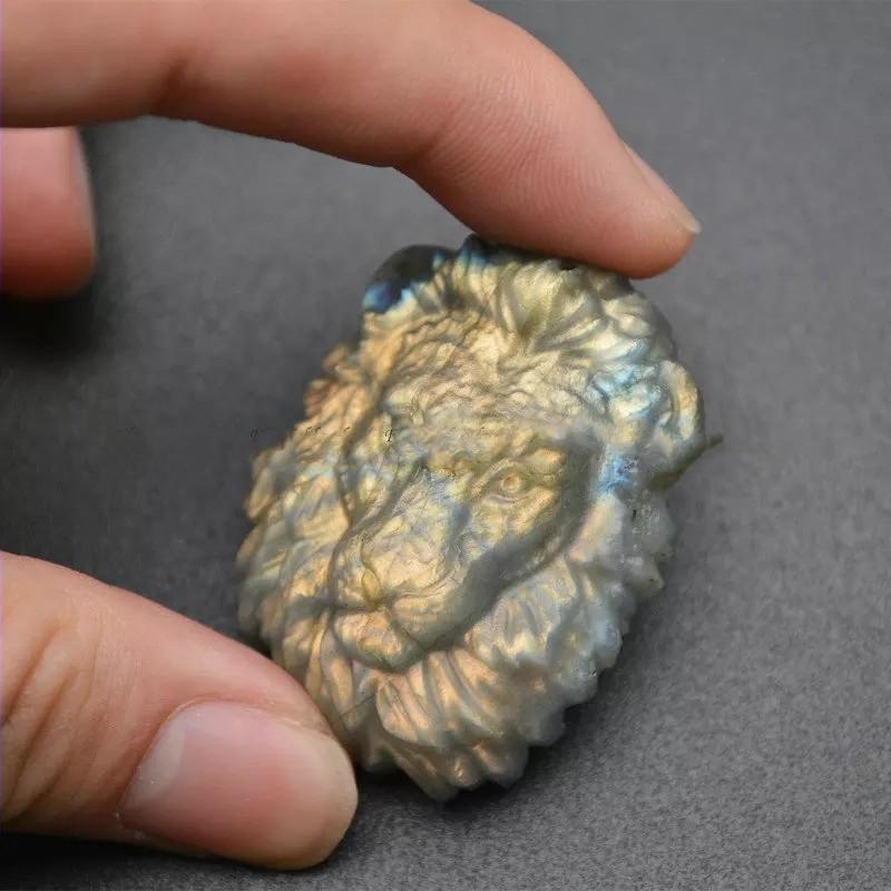 Labradorite Lion Head Carving