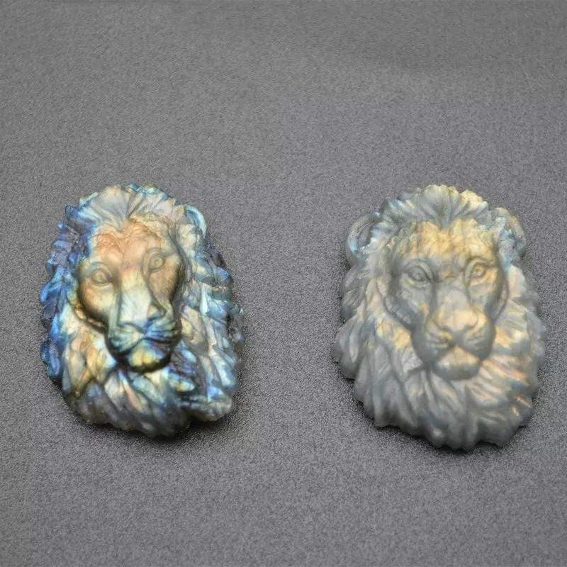 Labradorite Lion Head Carving