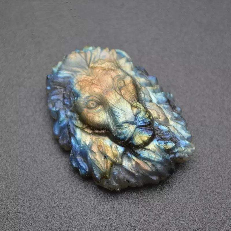 Labradorite Lion Head Carving