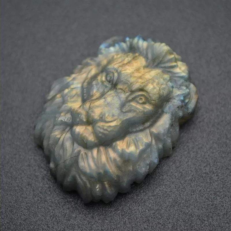 Labradorite Lion Head Carving