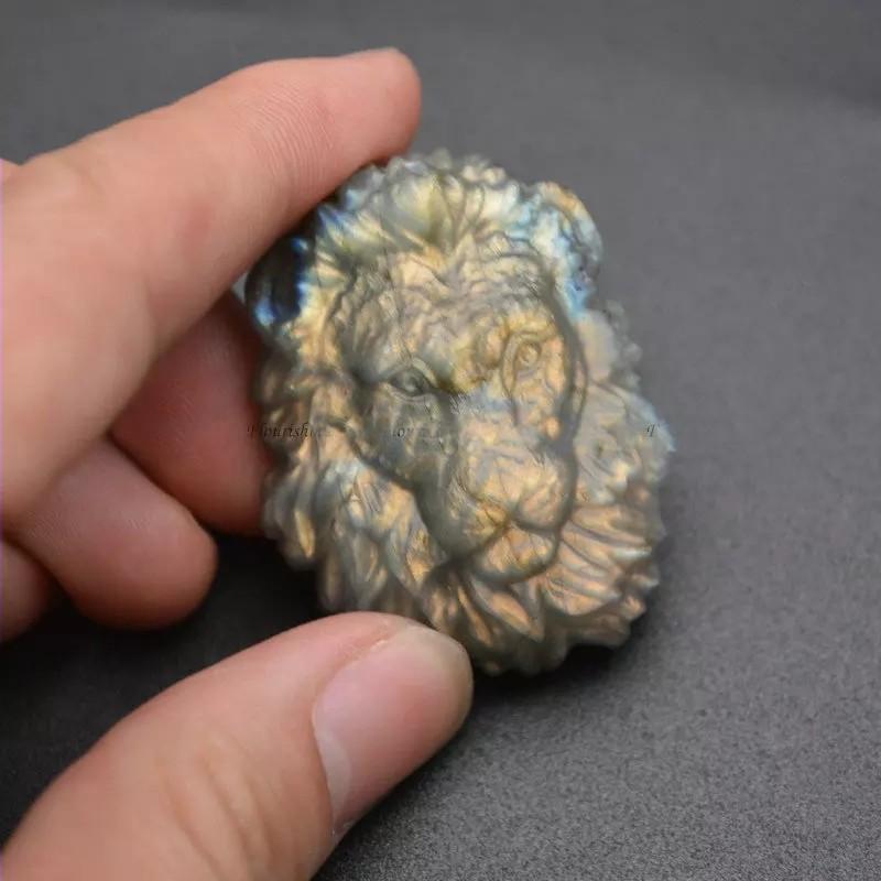 Labradorite Lion Head Carving