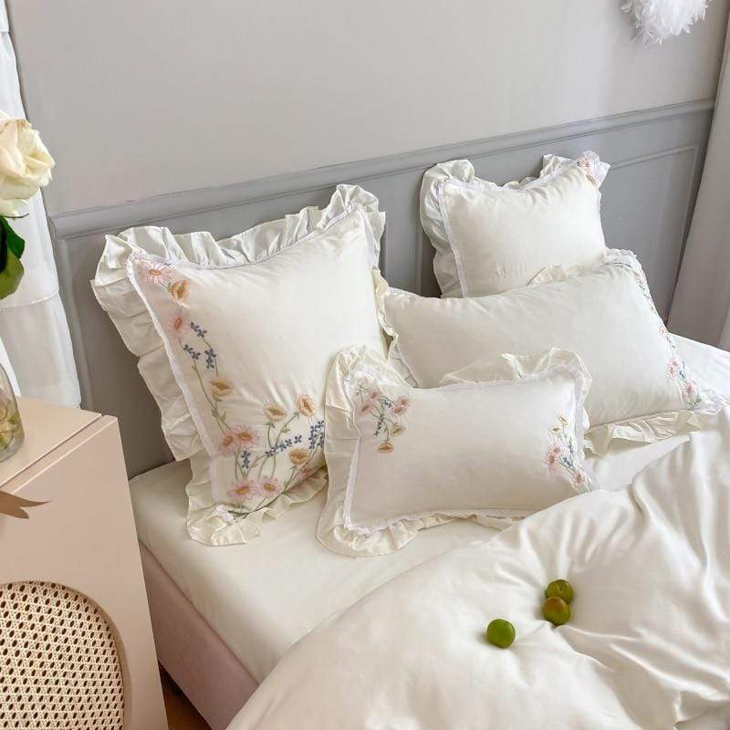 Luxury Floral Embroidery 4 Pieces Bedding Set