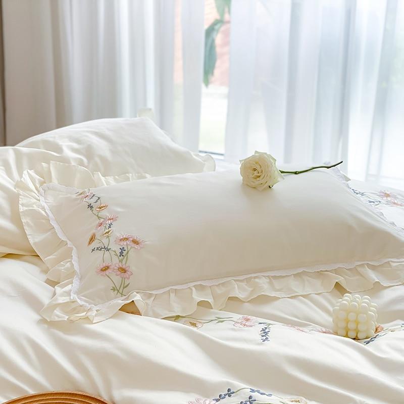 Luxury Floral Embroidery 4 Pieces Bedding Set