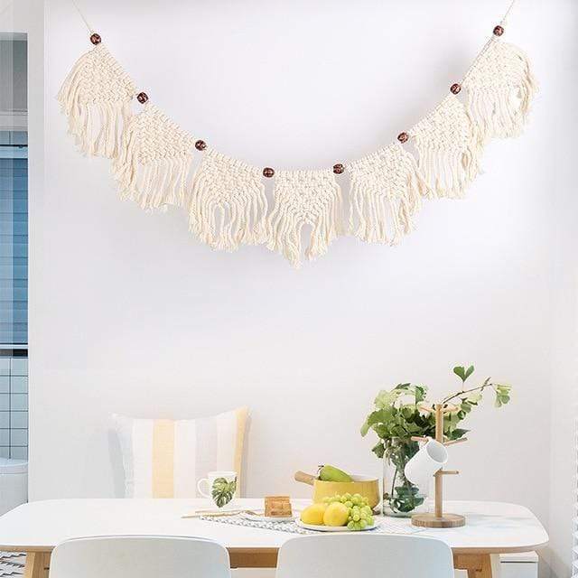 Macrame Fringed Woven Wall Hanging