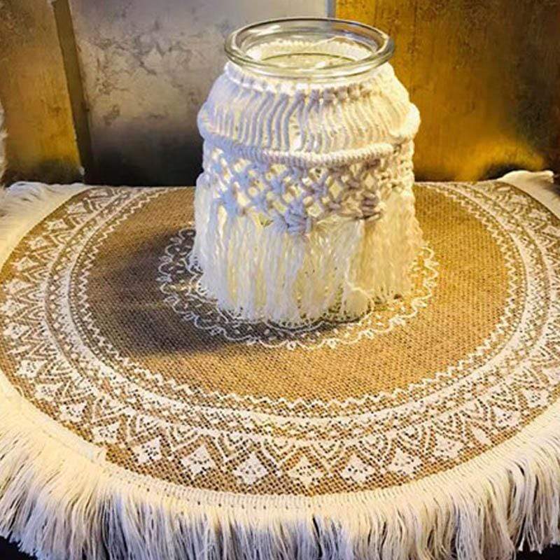 Mandala Embroidery Round Mat