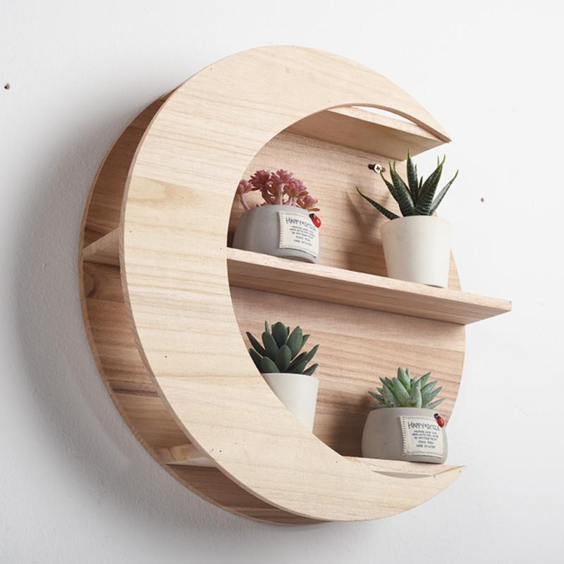 Moon Wooden Wall Shelf