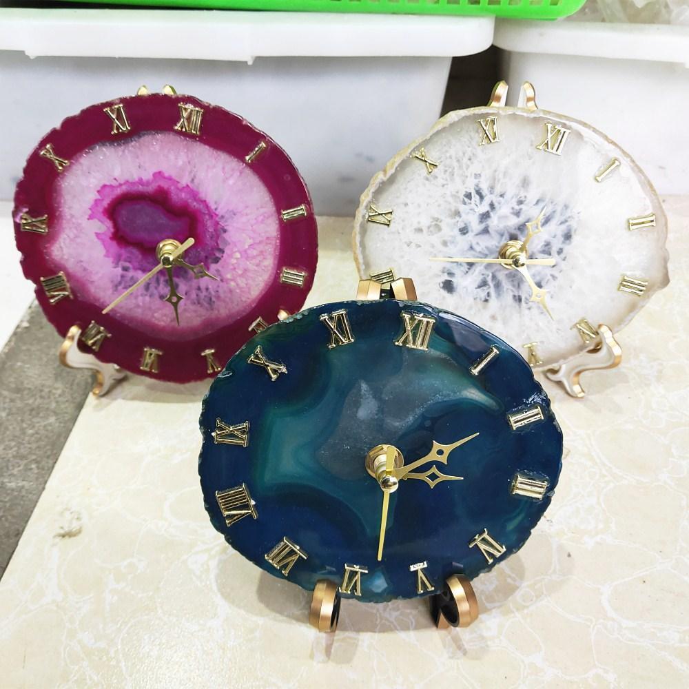 Natural Agate Table Clock