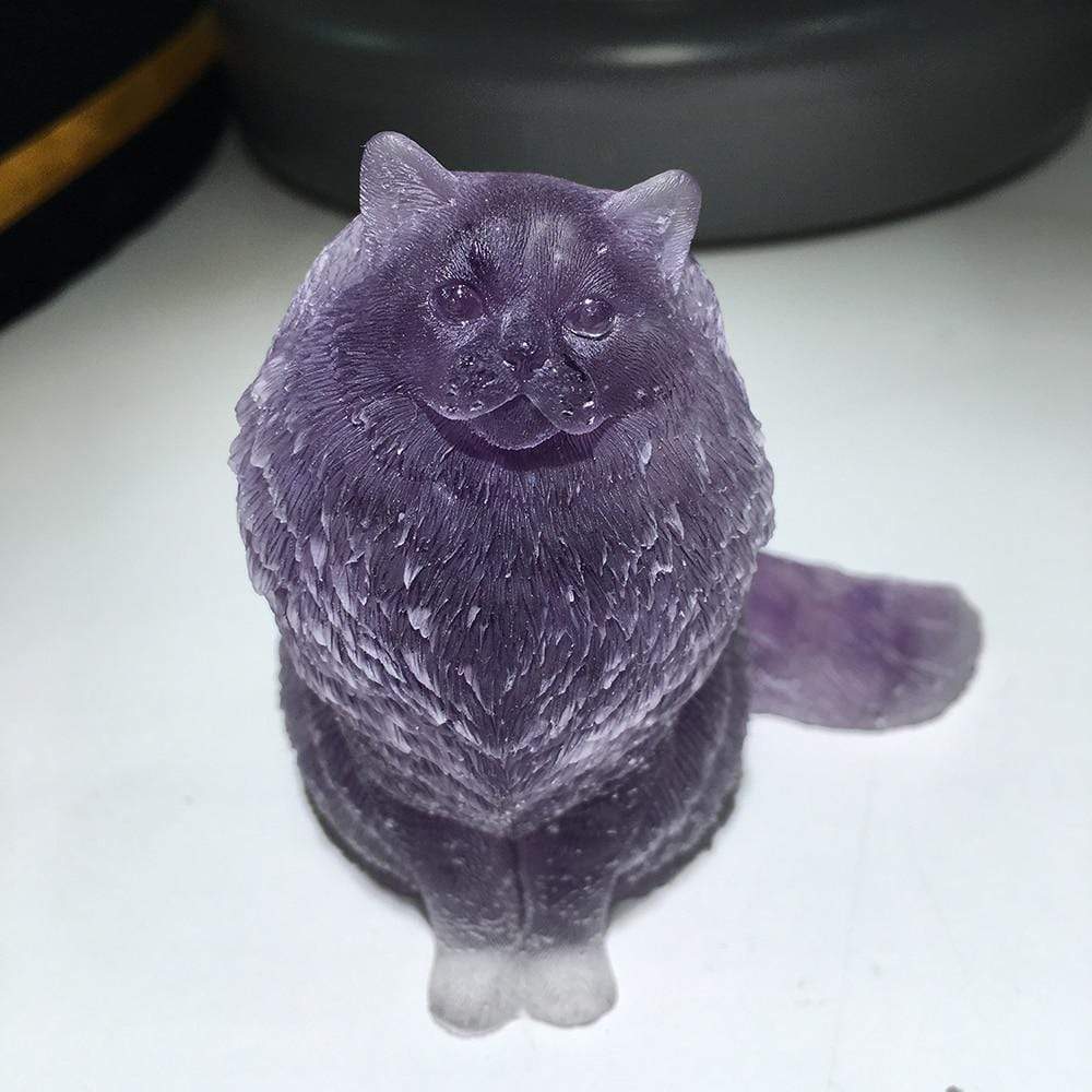 Natural Crystal Lady Cat Carving